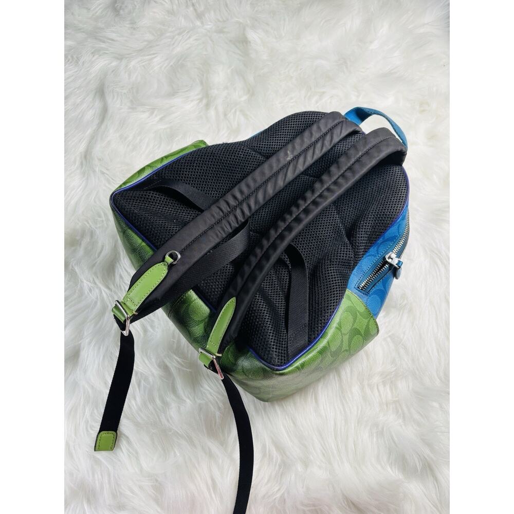Coach RARE CA156 Court Backpack In Rainbow Signature Canvas Multi Hard To Find - Picture 9 of 15